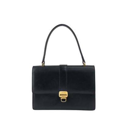 CELINE Horse Bit Top Handle Handbag Black Vintage 68wnsk
