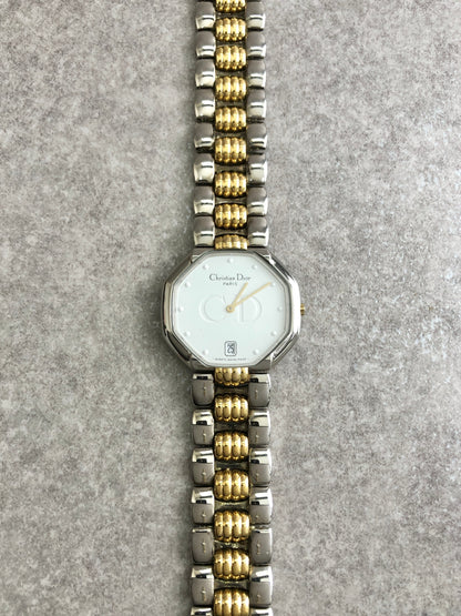 Christian Dior Octagon Watch Silver×Gold Vintage enrkhj