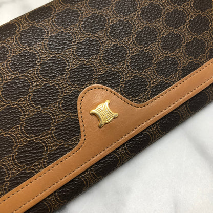 CELINE Macadam Triomphe PVC 皮革長皮夾 棕色 復古 7ej5dz