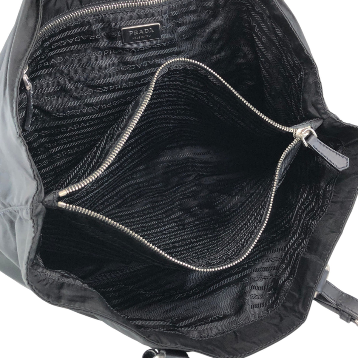 PRADA Triangle Logo Handbag Totebag Black Vintage ezvjia