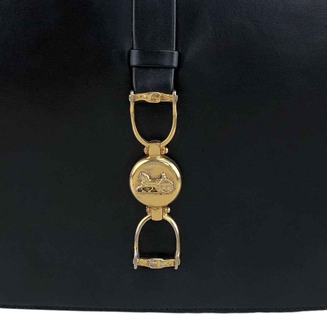 CELINE Horse Carriage Shoulder bag Black Vintage tinnie