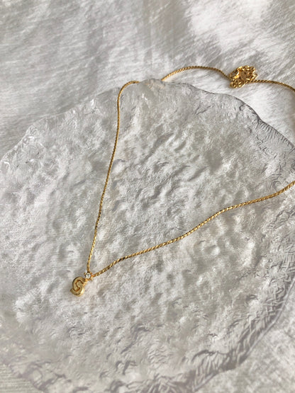 Christian Dior CD Logo Rhinestone Necklace Gold Vintage ku6w87