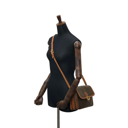 CELINE Macadam Horseshoe Shoulder bag Brown Vintage pep636