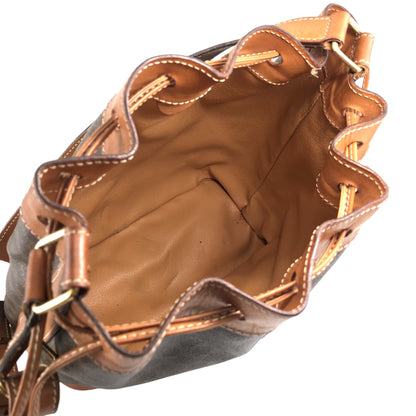 CELINE Macadam Blason Drawstring Shoulder bag Brown Vintage twzgft