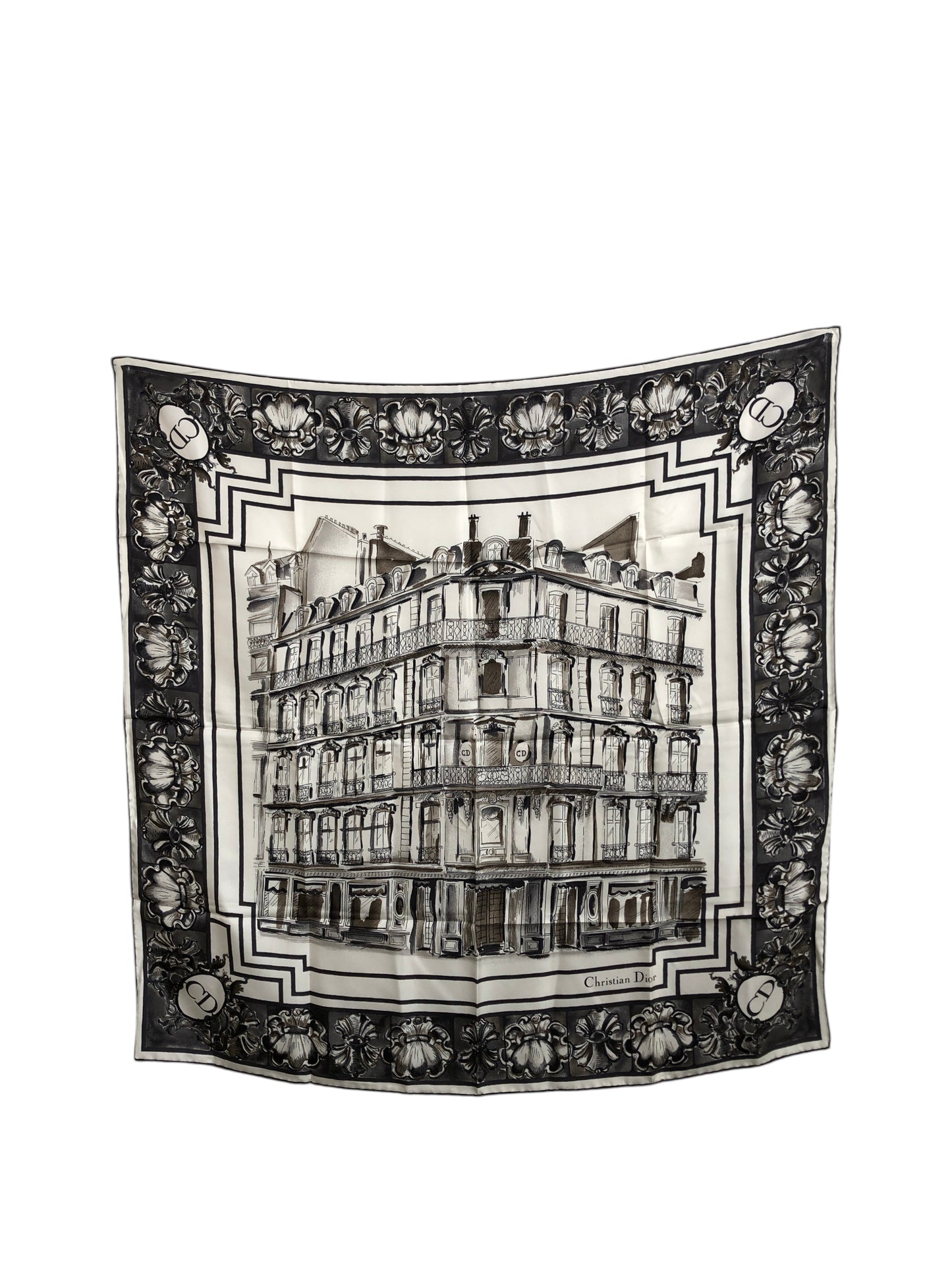 Christian Dior Silk Scarf Black×White Vintage 2dn4gf
