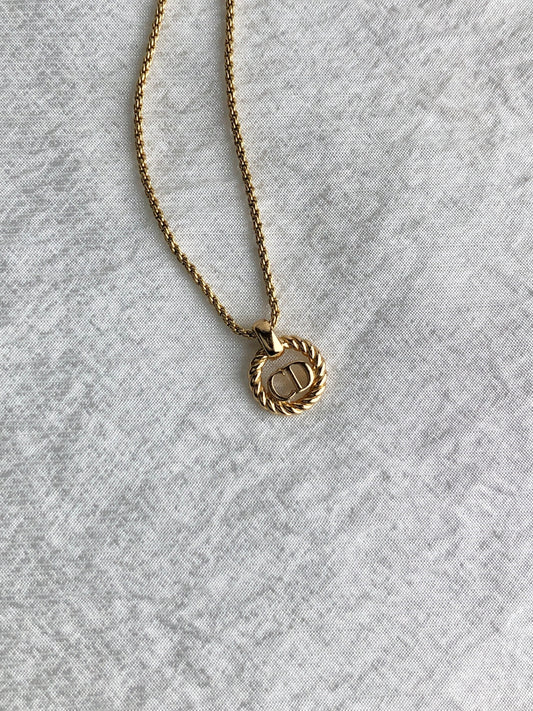 Christian Dior CD 標誌圖案項鍊金色復古 7z7frb