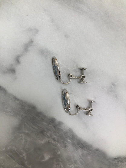 Christian Dior Logo Circle Star Earrings Silver Vintage fkd34r