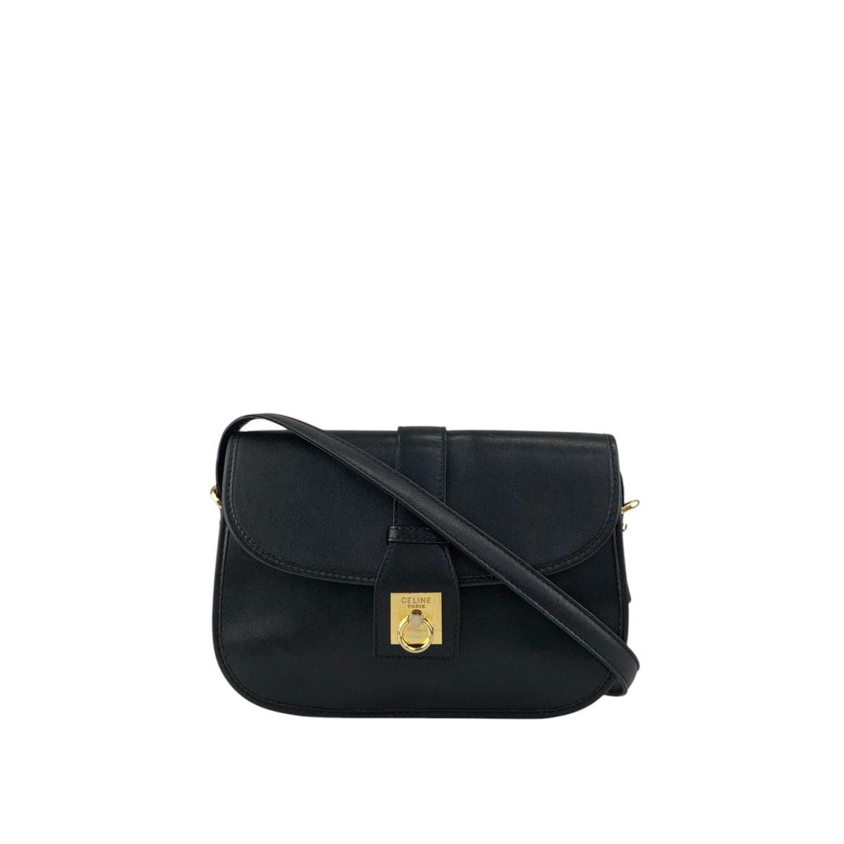 CELINE Gancini Shoulder bag Black Vintage dcwmsj