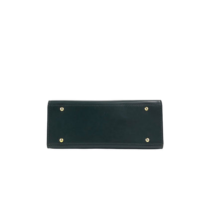 CELINE Front Buckle Handbag Dark Green Vintage c2gxe7