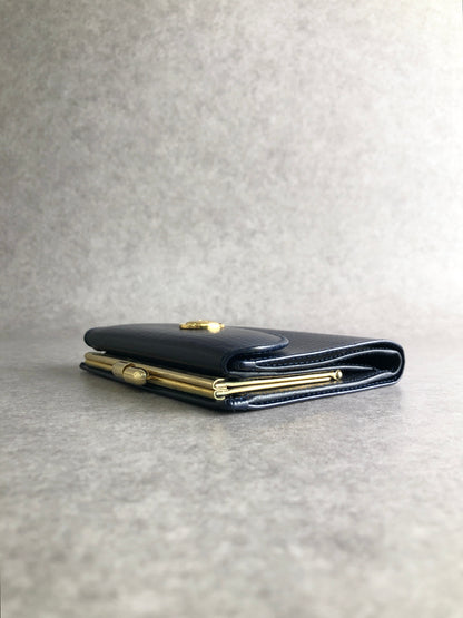 Christian Dior CD 標誌金屬扣折疊錢包海軍藍復古款 6c2pn7