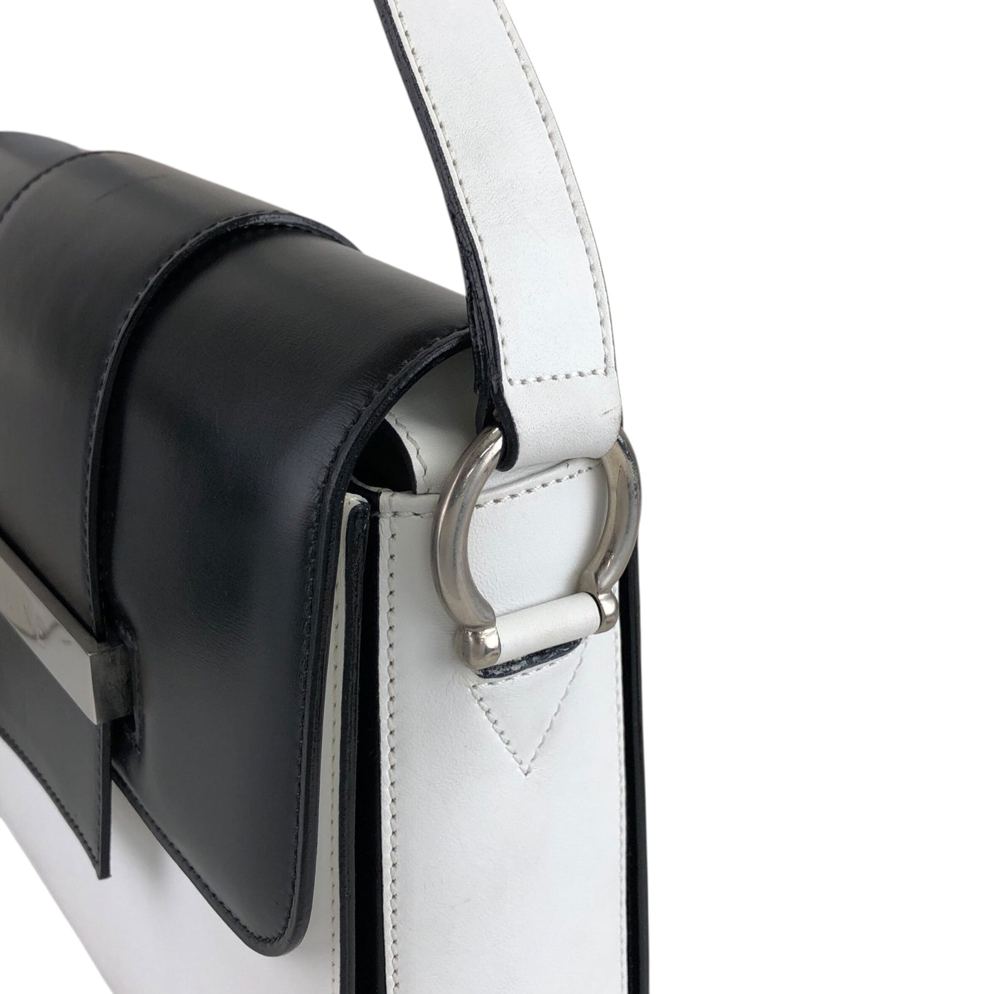 CELINE Shoulder bag White×Black Vintage d2pyg5