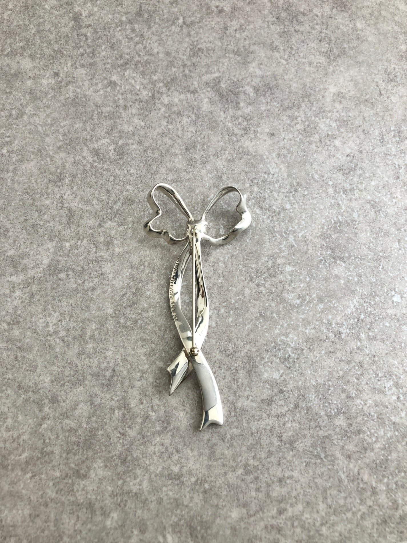 Tiffany & Co. Ribbon Motif Brooch Silver Vintage tcufvv
