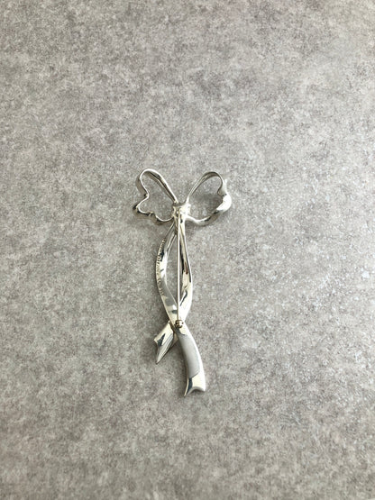 Tiffany & Co. Ribbon Motif Brooch Silver Vintage tcufvv