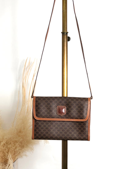 CELINE Macadam Blason Shoulder bag Brown Vintage emwcwc