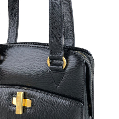 CELINE Turn Lock Handbag Black Vintage 6caidw