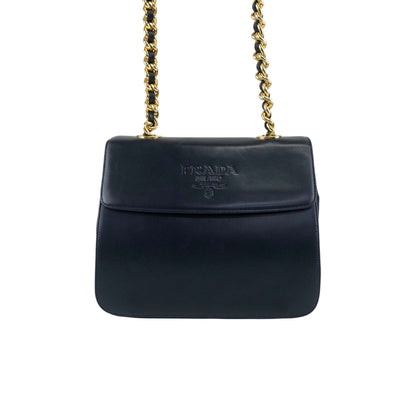 PRADA Logo Chain houlder bag Black Vintage 8snhrv
