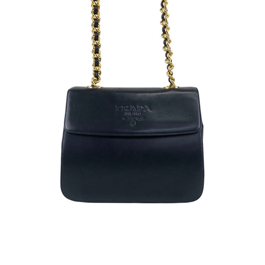 PRADA Logo Chain houlder bag Black Vintage 8snhrv