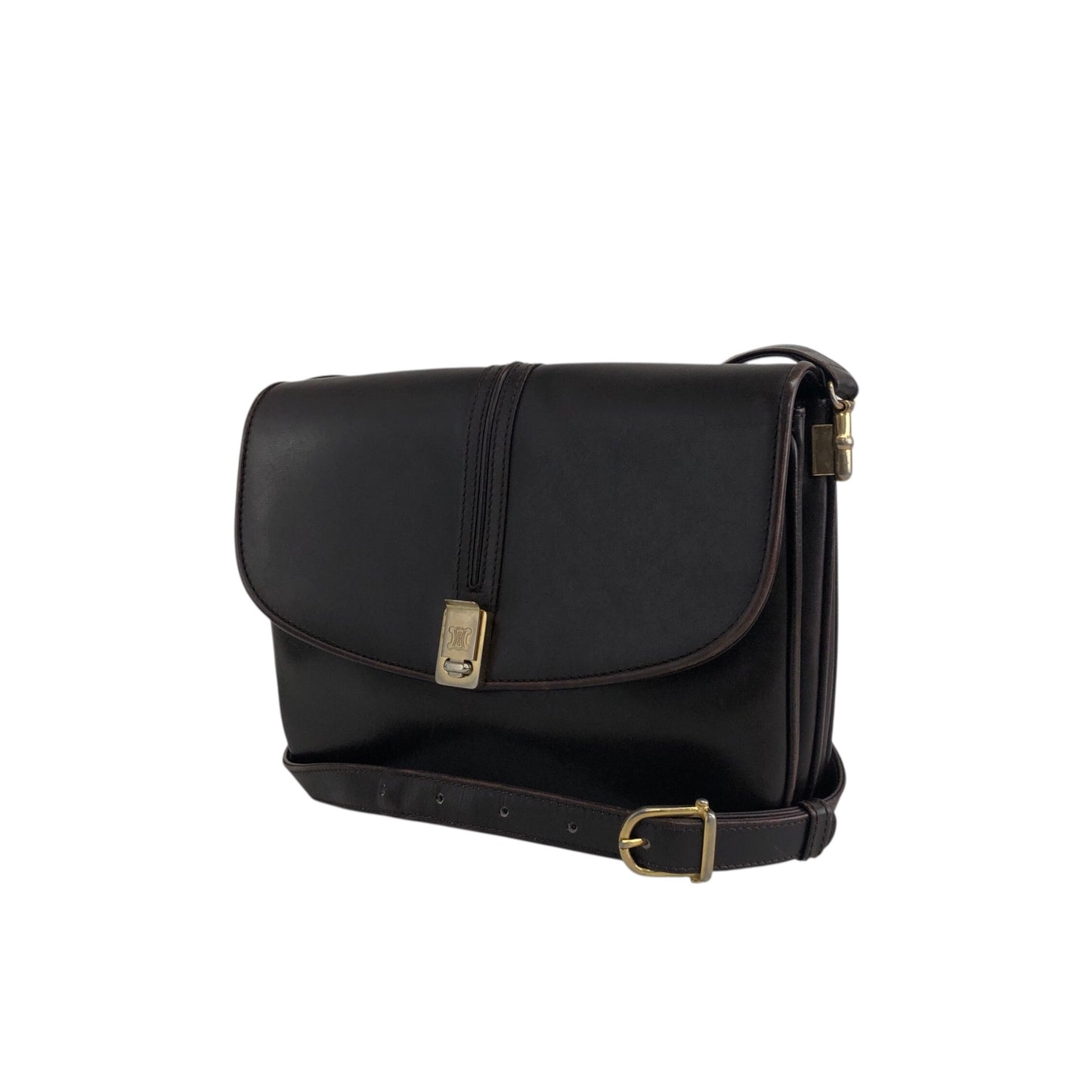 CELINE Logo Shoulder bag Brown Vintage wj4pws