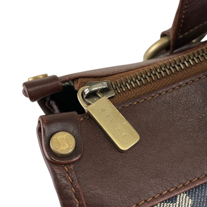 CELINE Paris Macadam Double Pocket Handbag Navy Vintage sh5hjs