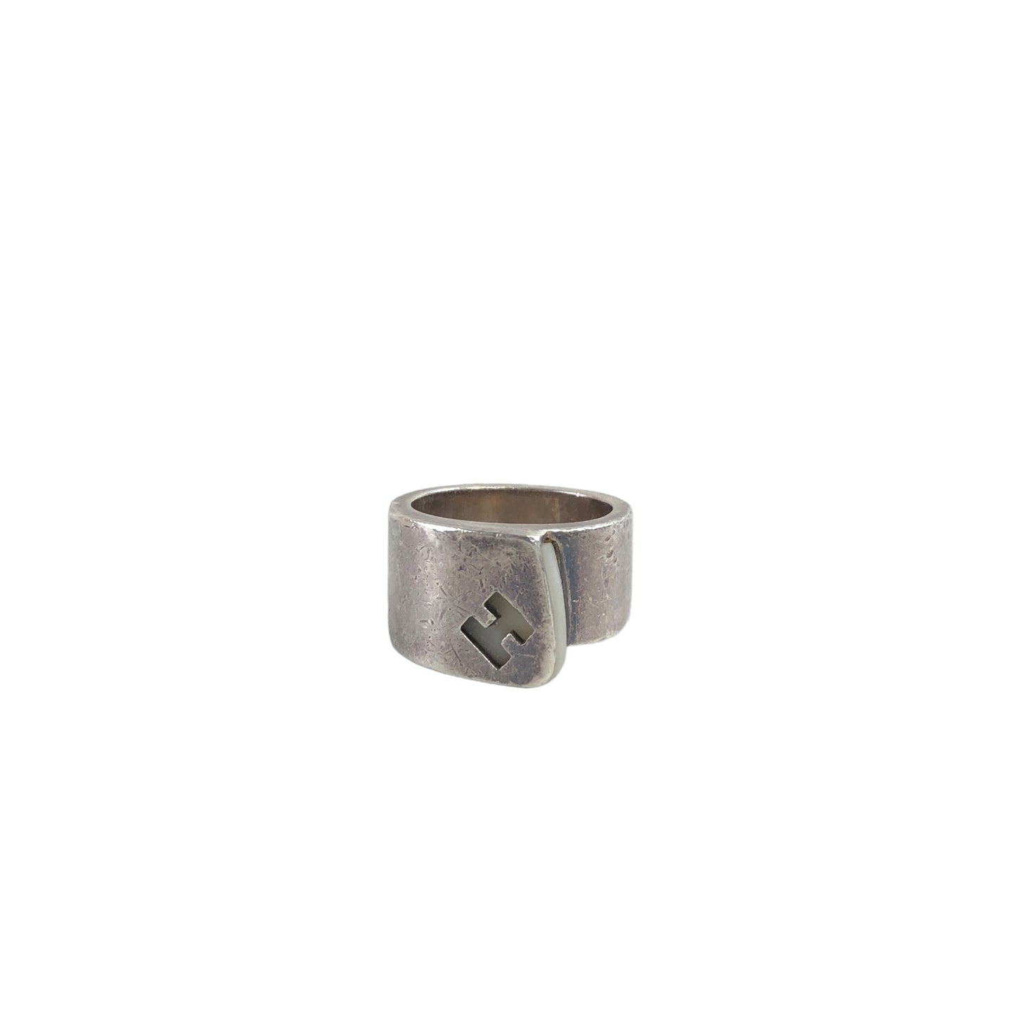 HERMES Logo Ring Silver Vintage c5irig