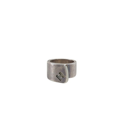 HERMES Logo Ring Silver Vintage c5irig