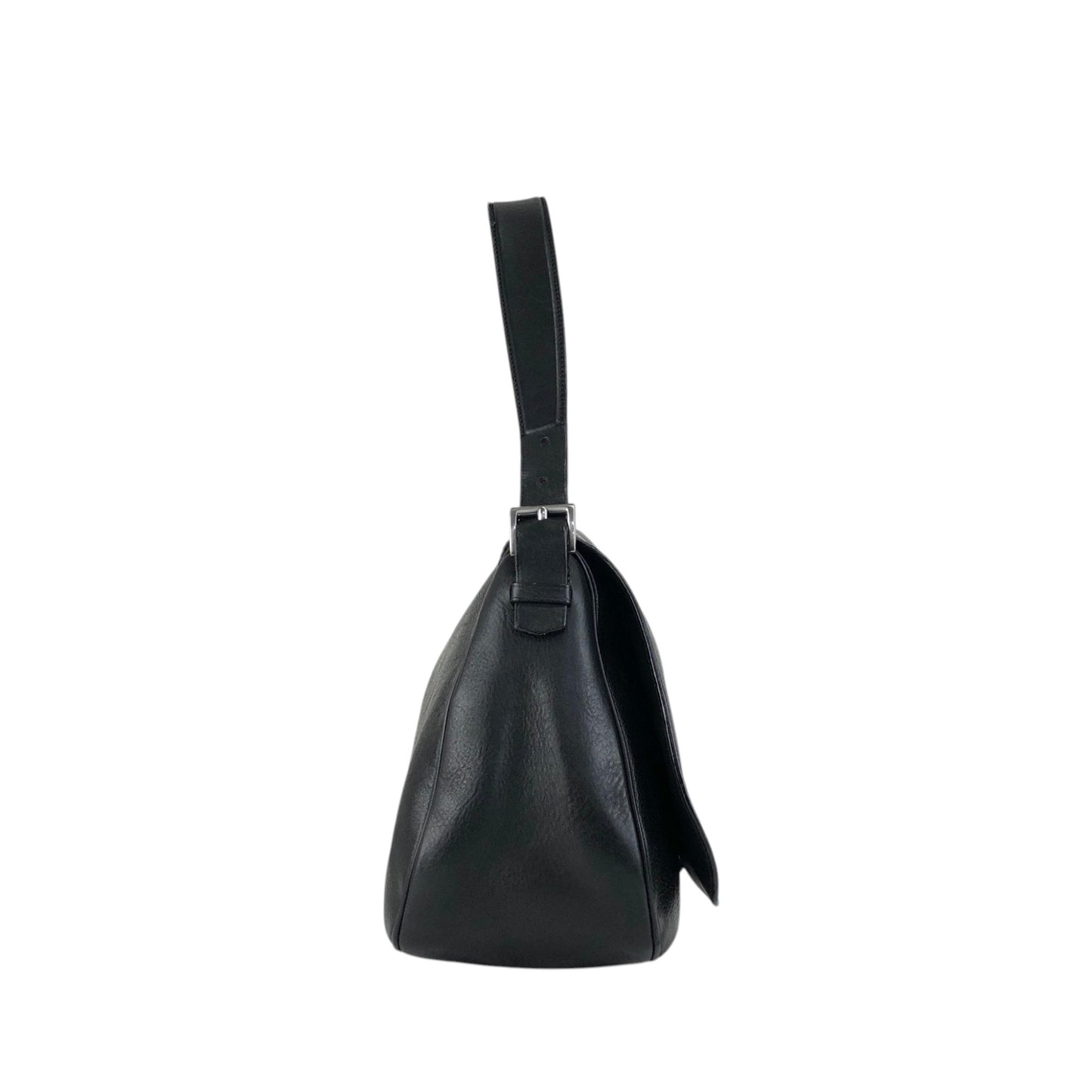 PRADA Logo Front Buckle Shoulder bag Hobobag Black Vintage m5w8bc