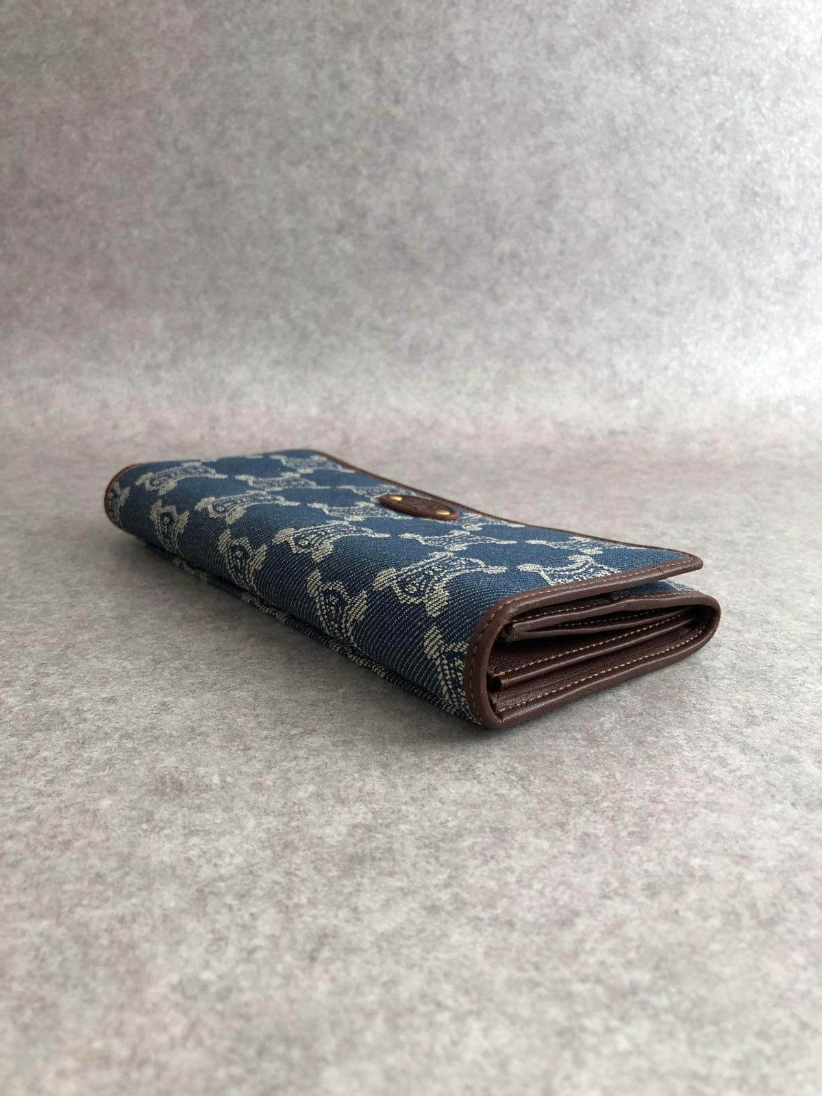 CELINE Blason Paris Macadam Long Wallet Indigo Vintage r2d33g