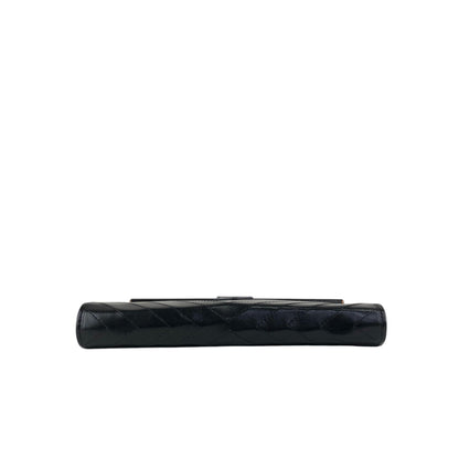 Yves Saint Laurent YSL Logo Bias Stitch Clutch bag Black Vintage nx3mxp