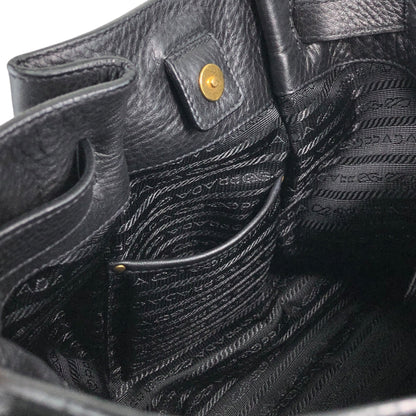 PRADA Logo Front Buckle Shoulder bag Black Vintage rv2srn