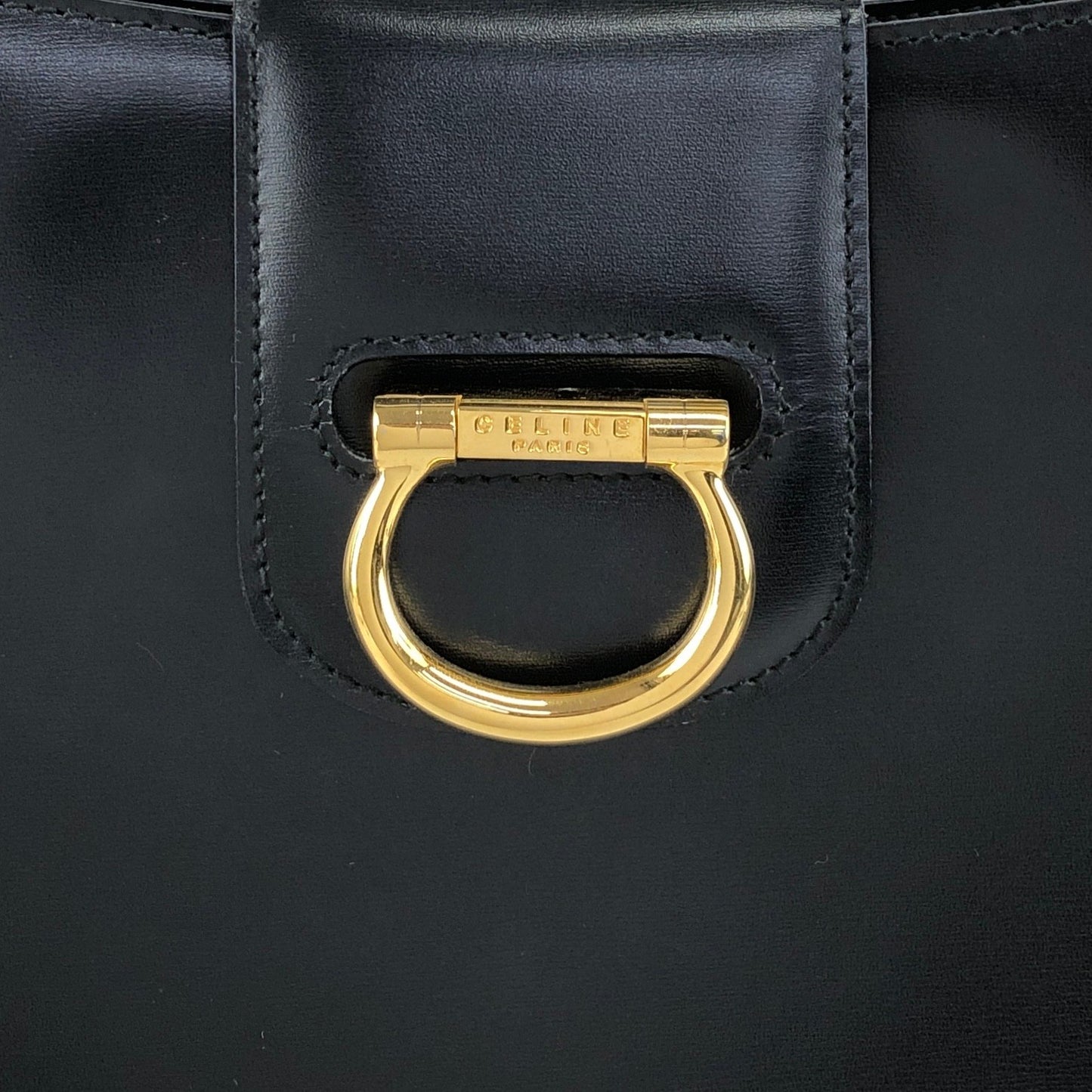 CELINE Horse Bit Shoulder bag Black Vintage snekiw