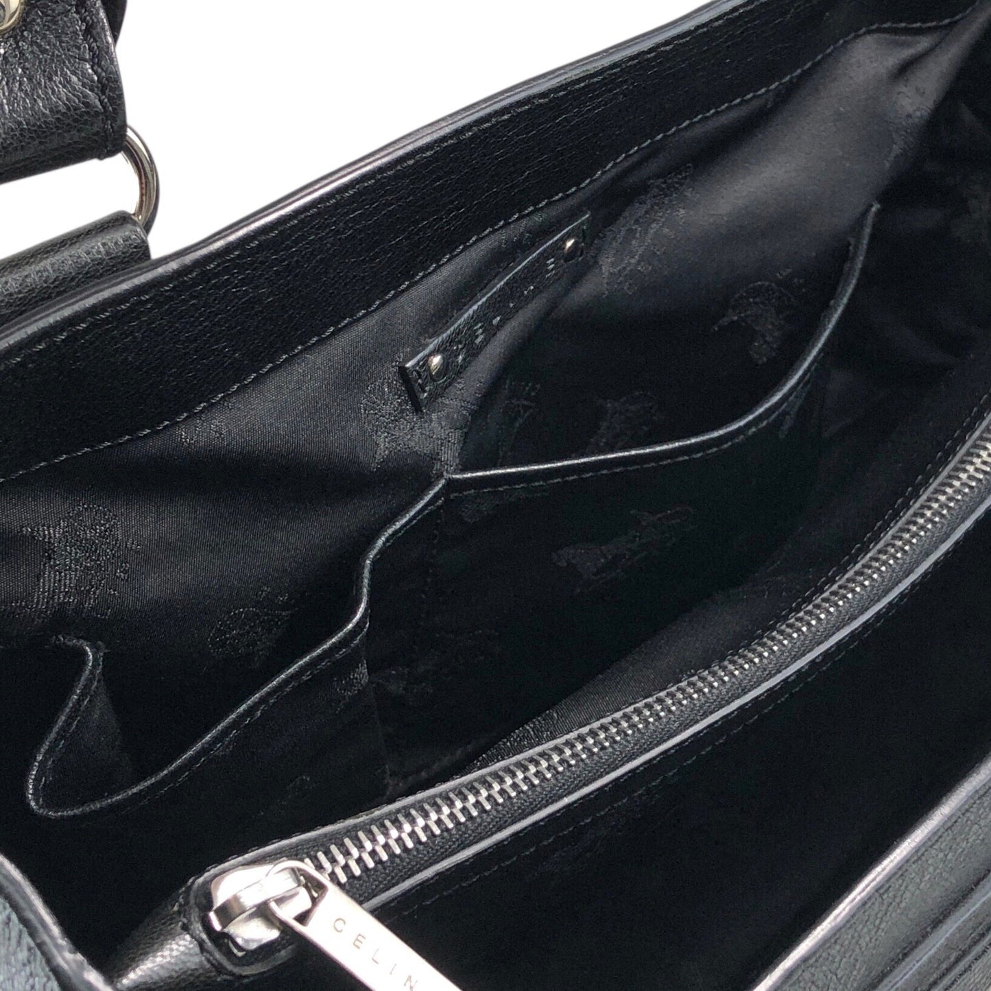 CELINE Horse Carriage Handbag Black Vintage ye36tf