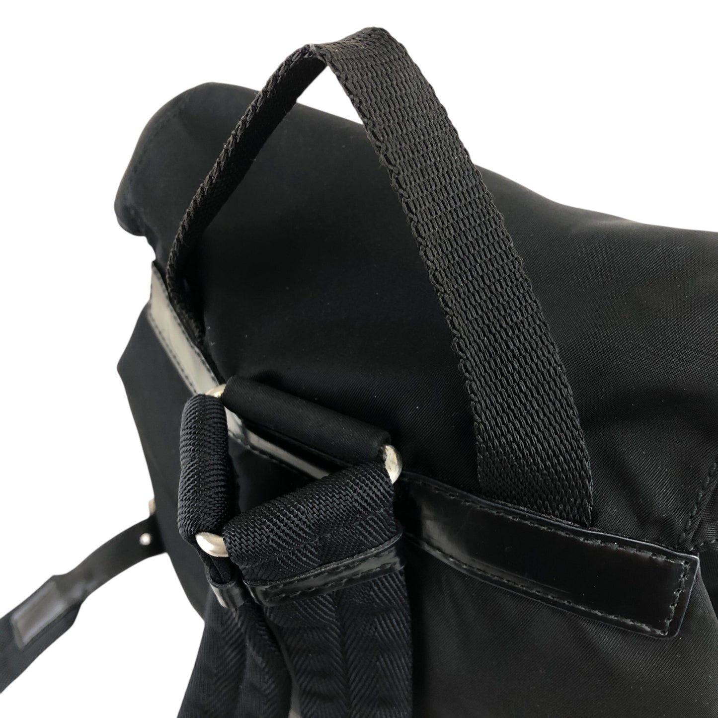 PRADA Triangle Logo Double Pocket Backpack Black Vintage u4u7vk