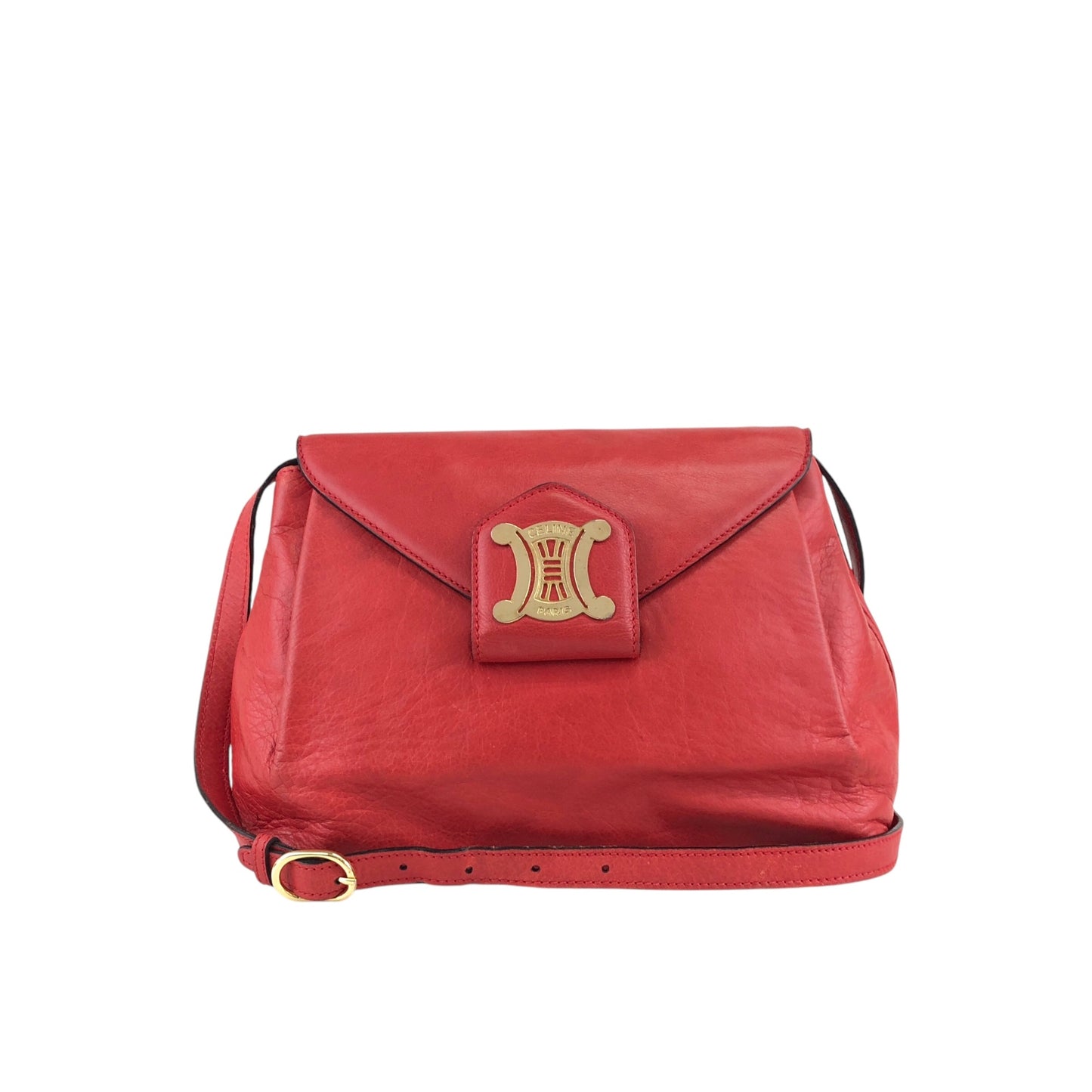 CELINE Blason Shoulder bag Red Vintage mv242g
