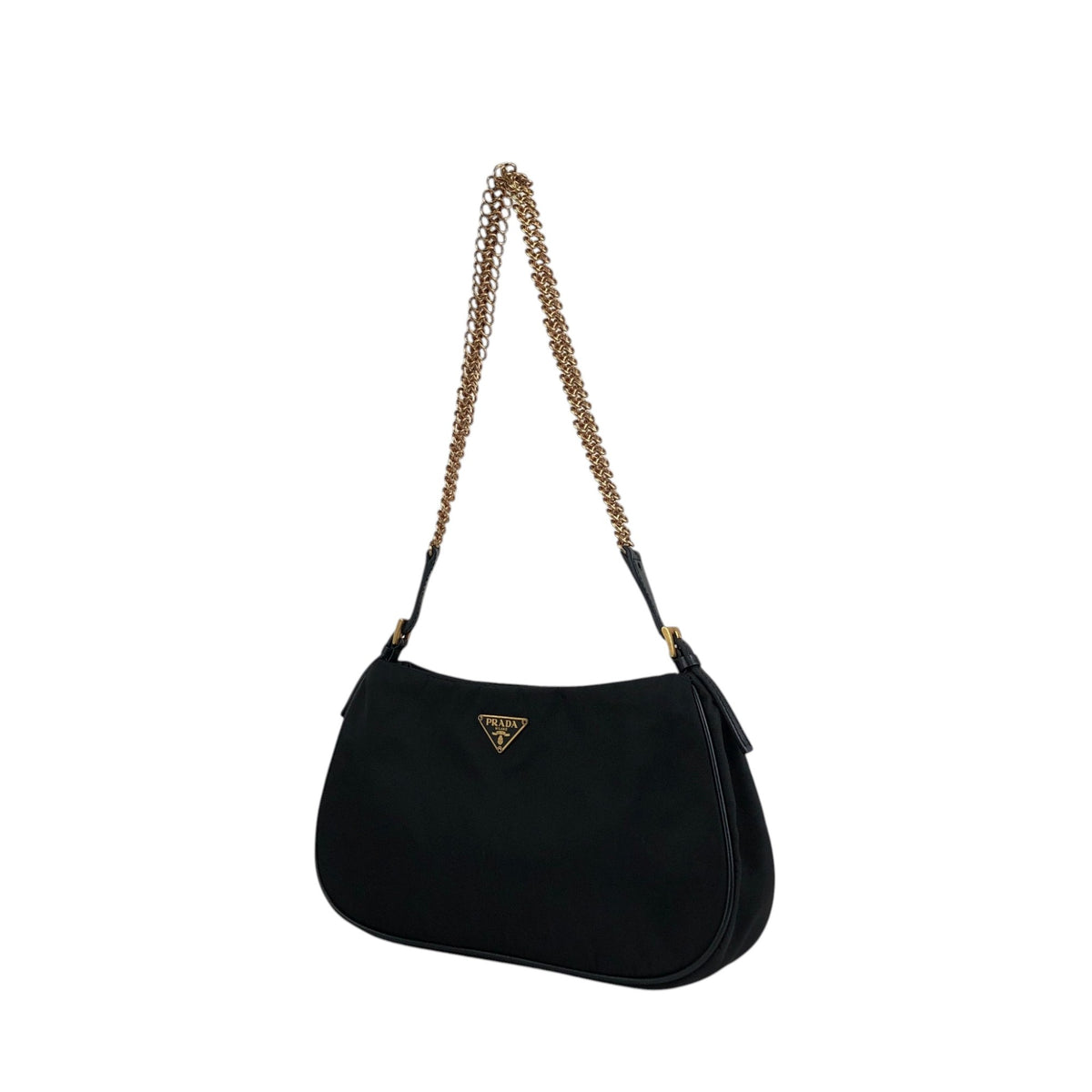PRADA Tessuto Triangle Logo Chain Shoulder bag Black Vintage z4kic8