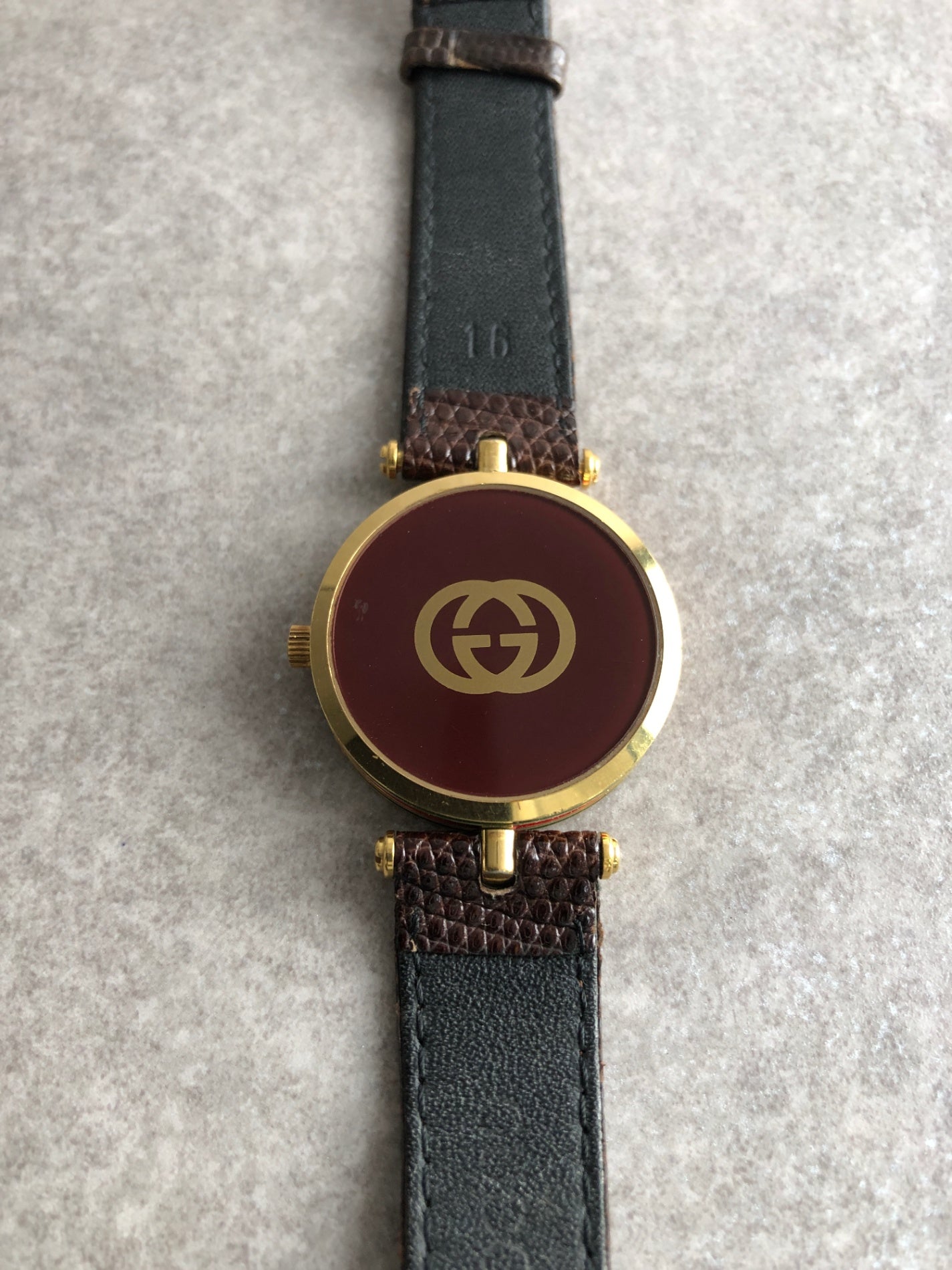 GUCCI Sherry Line Watch Gold×Brown Vintage bunxe7