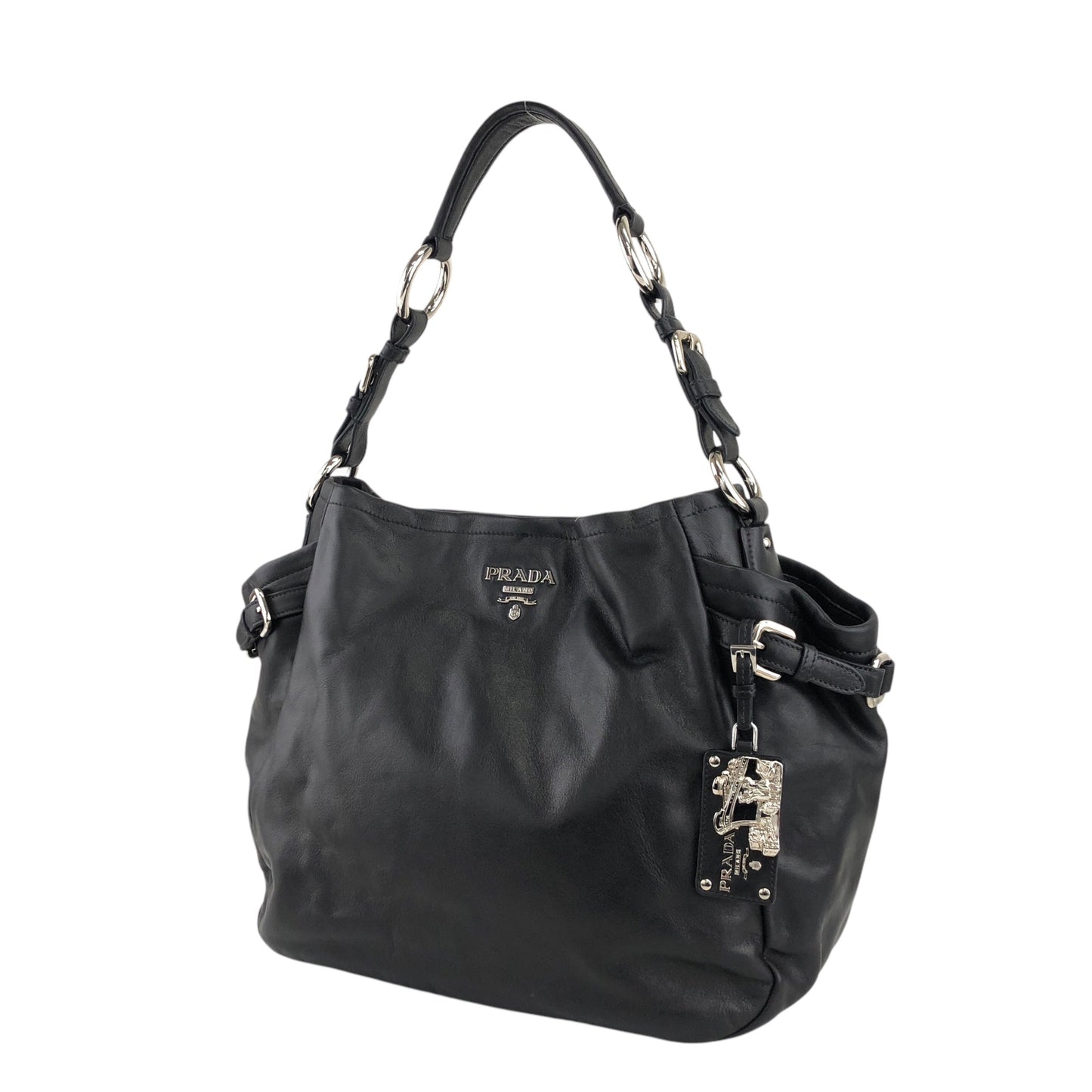 PRADA Logo Handbag Black Vintage 33emnt
