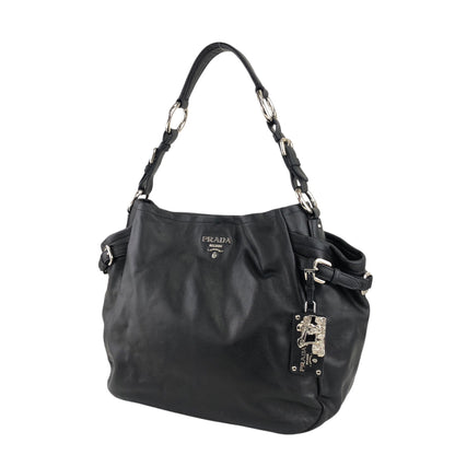 PRADA Logo Handbag Black Vintage 33emnt