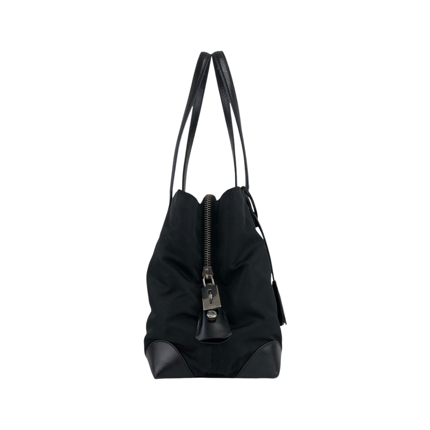 PRADA Tessuto Triangle Logo Totebag Black Vintage nz73vd