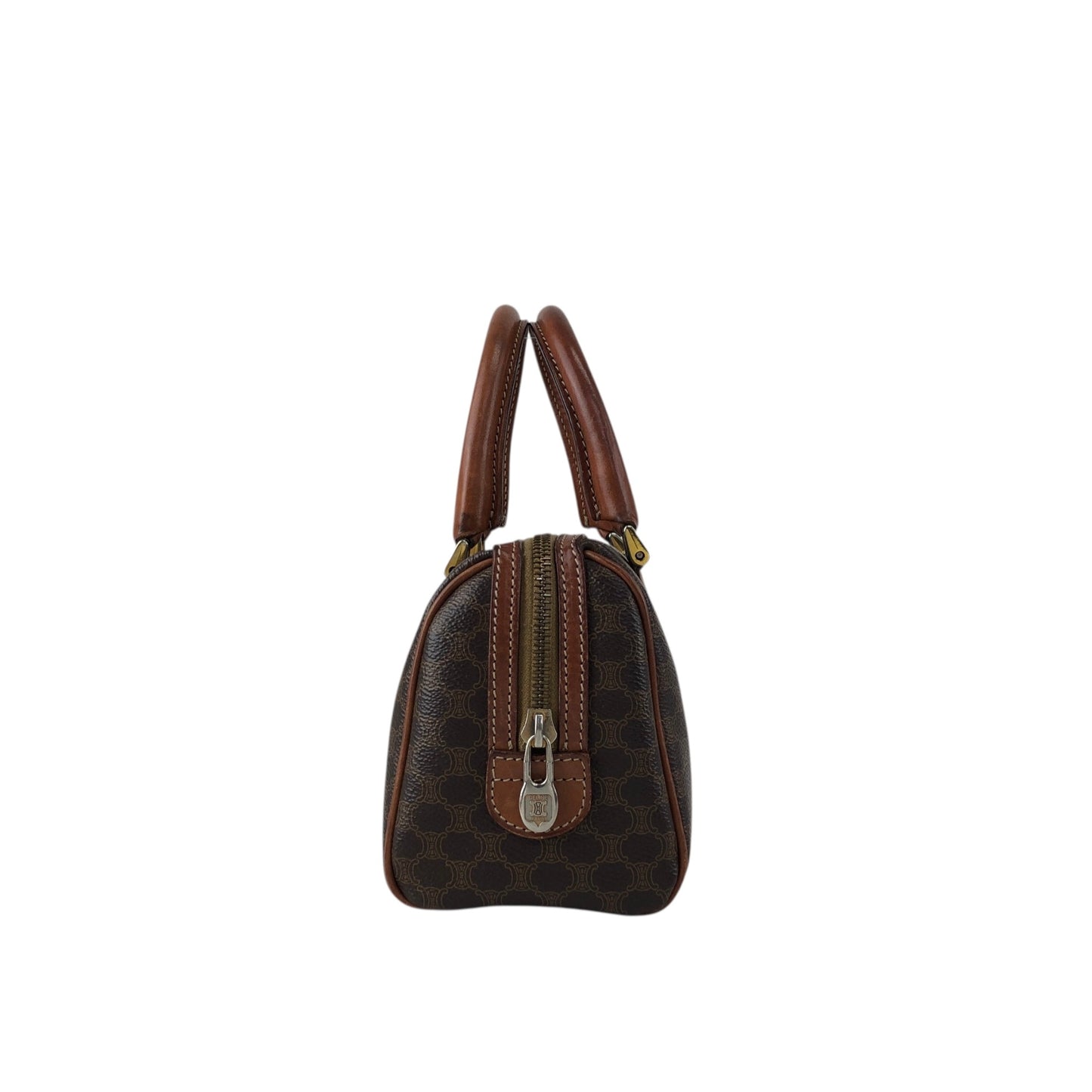 CELINE Macadam Two-way Small Boston bag Shoulder bag Brown Vintage 8fppkm