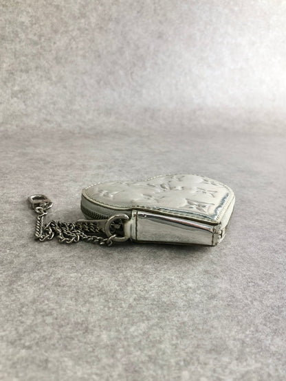 LOUIS VUITTON Heart Motif Coin Purse Silver M93566 Vintage cnid4w