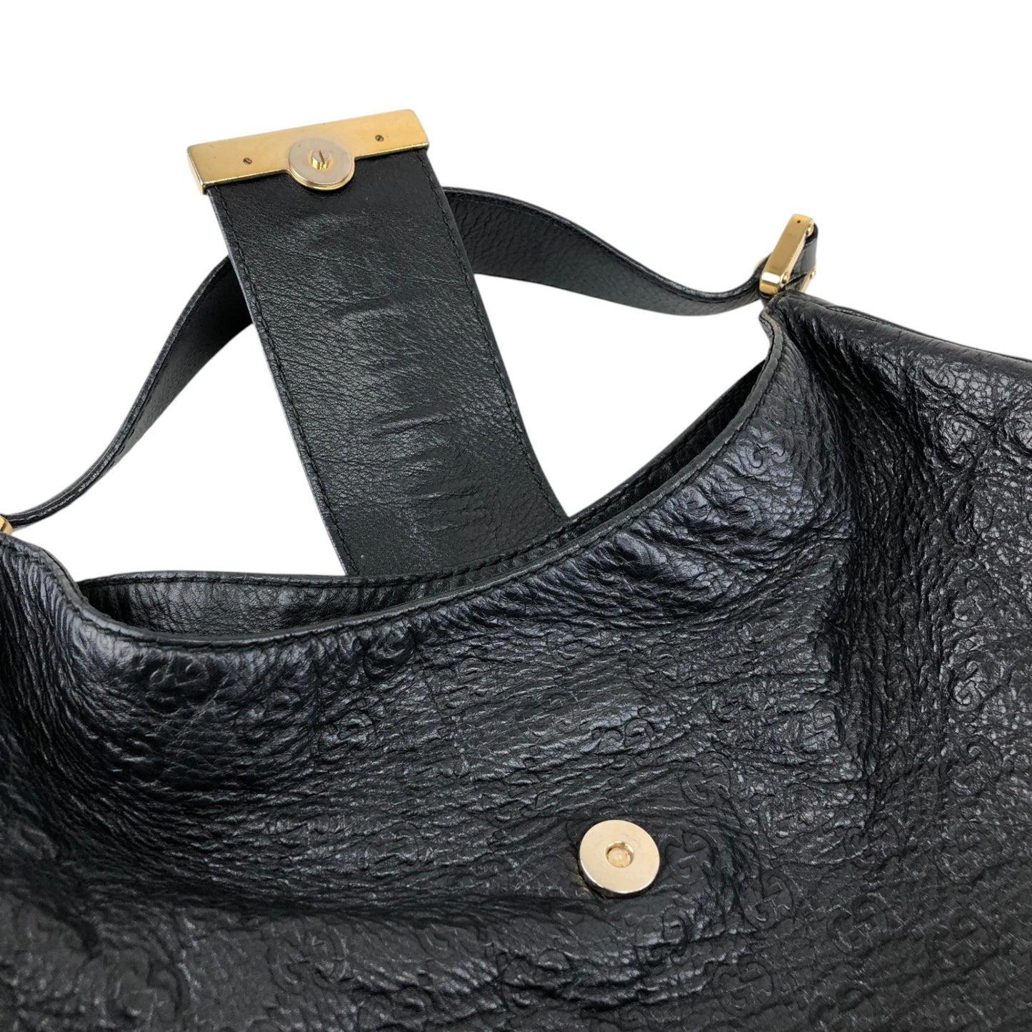 GUCCI Logo Shoulder bag Hobobag Black Vintage f2bysj