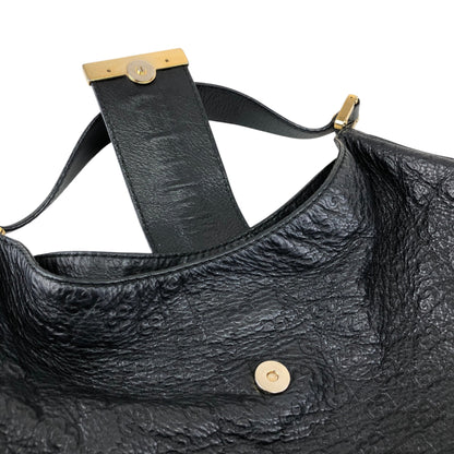 GUCCI Logo Shoulder bag Hobobag Black Vintage f2bysj