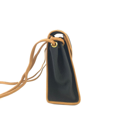 Yves Saint Laurent YSL Logo Nylon Leather Crossbody Shoulder bag Black Vintage n3ryut