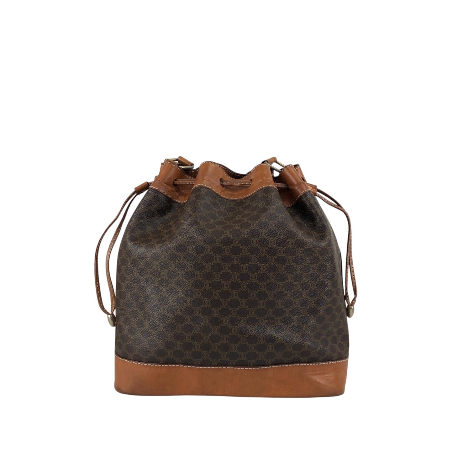CELINE Macadam Blason Drawstring Shoulder bag Brown Vintage mp3xvi
