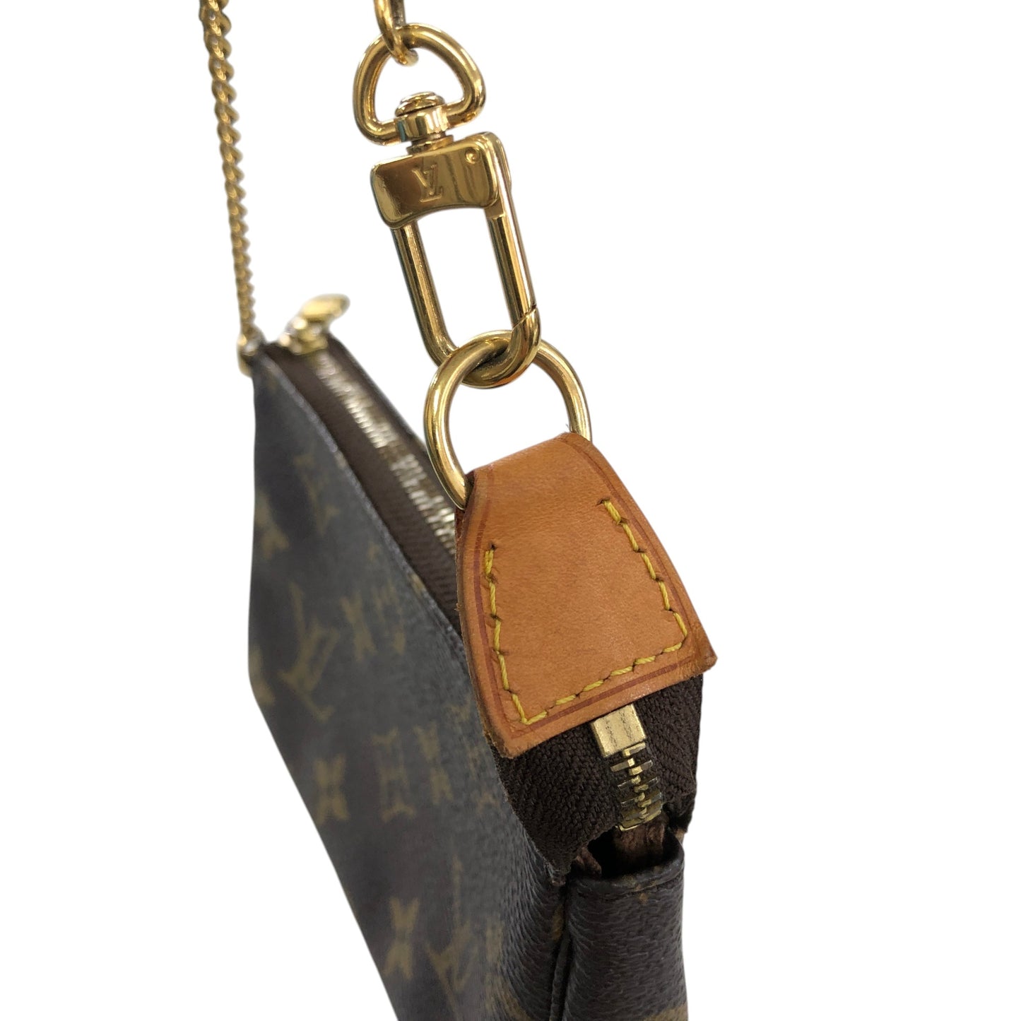 LOUIS VUITTON Monogram Small Handbag Brown M58009 Vintage 85sgud