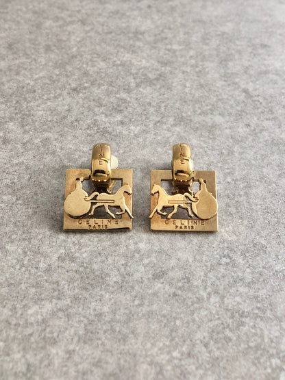 CELINE Earrings Gold Vintage j33fzg