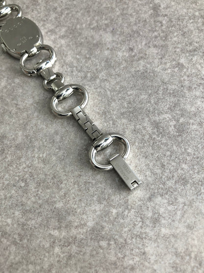 GUCCI Logo Quartz Watch Silver 118 Vintage szaysz