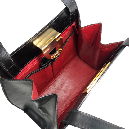 CELINE Horse Bit Two-way Handbag Shoulder bag Black Vintage my57ac