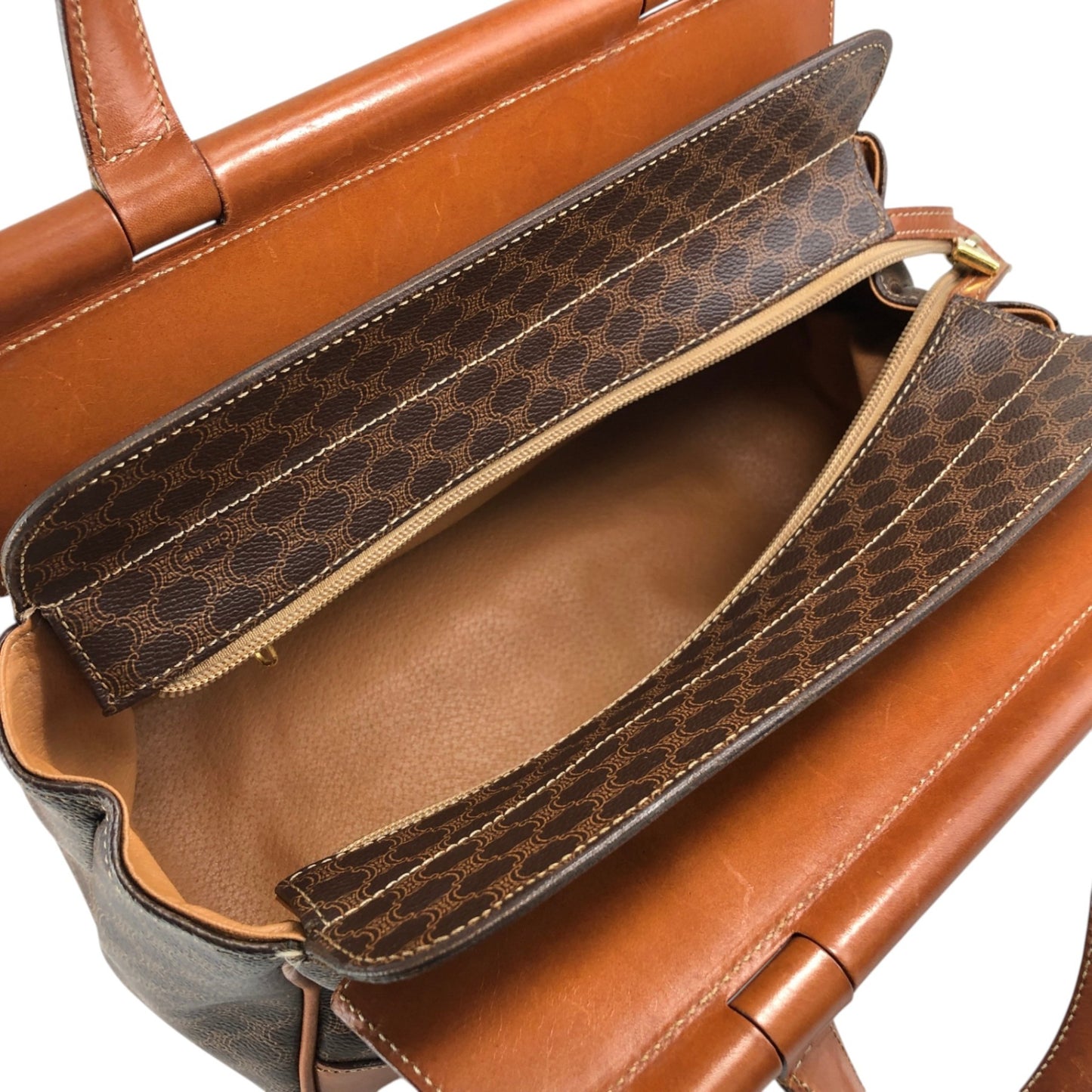 CELINE Macadam Blason Front Buckle Handbag Brown Vintage kaare7