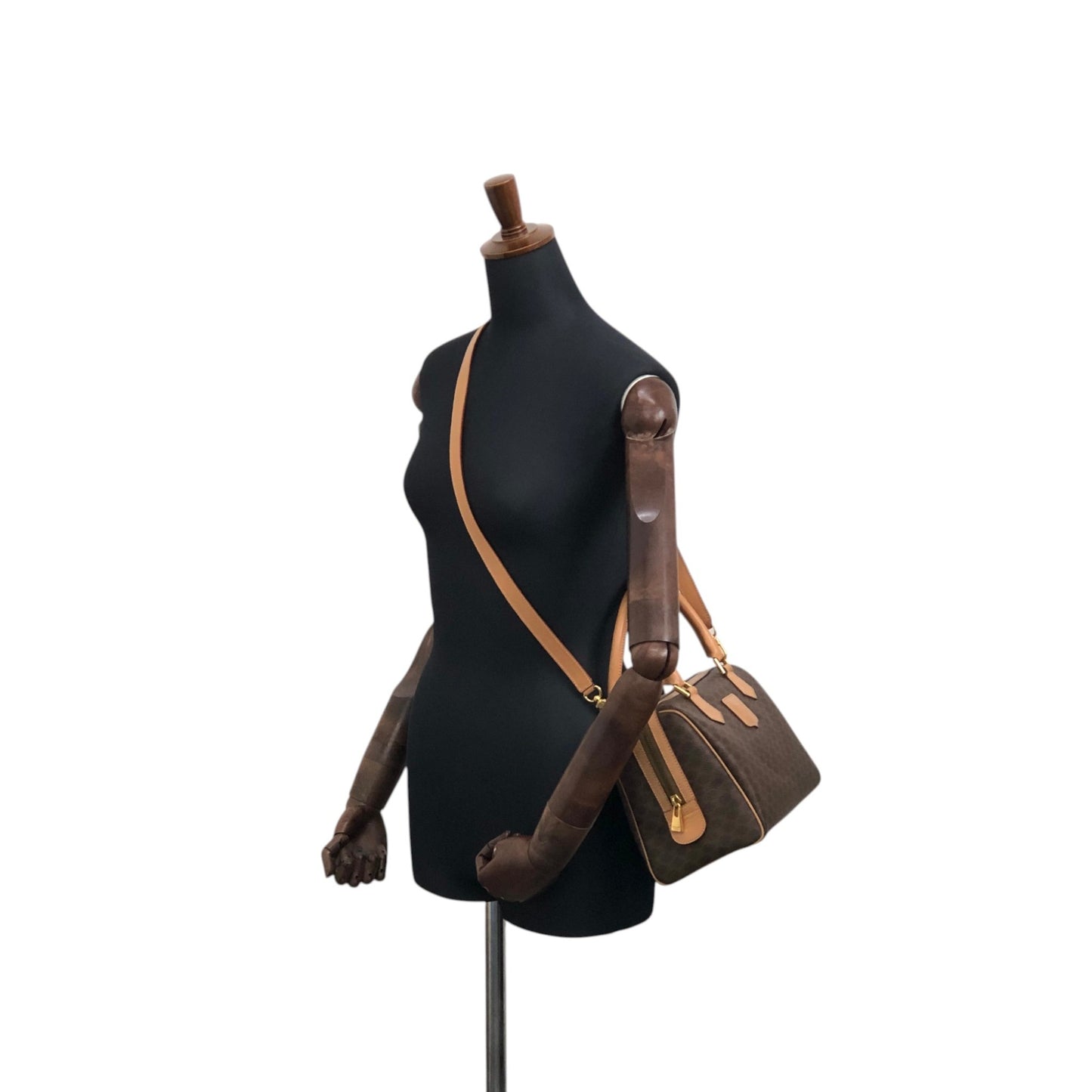 CELINE Macadam Blason Two-way Handbag Shoulder bag Brown Vintage h5nkpp